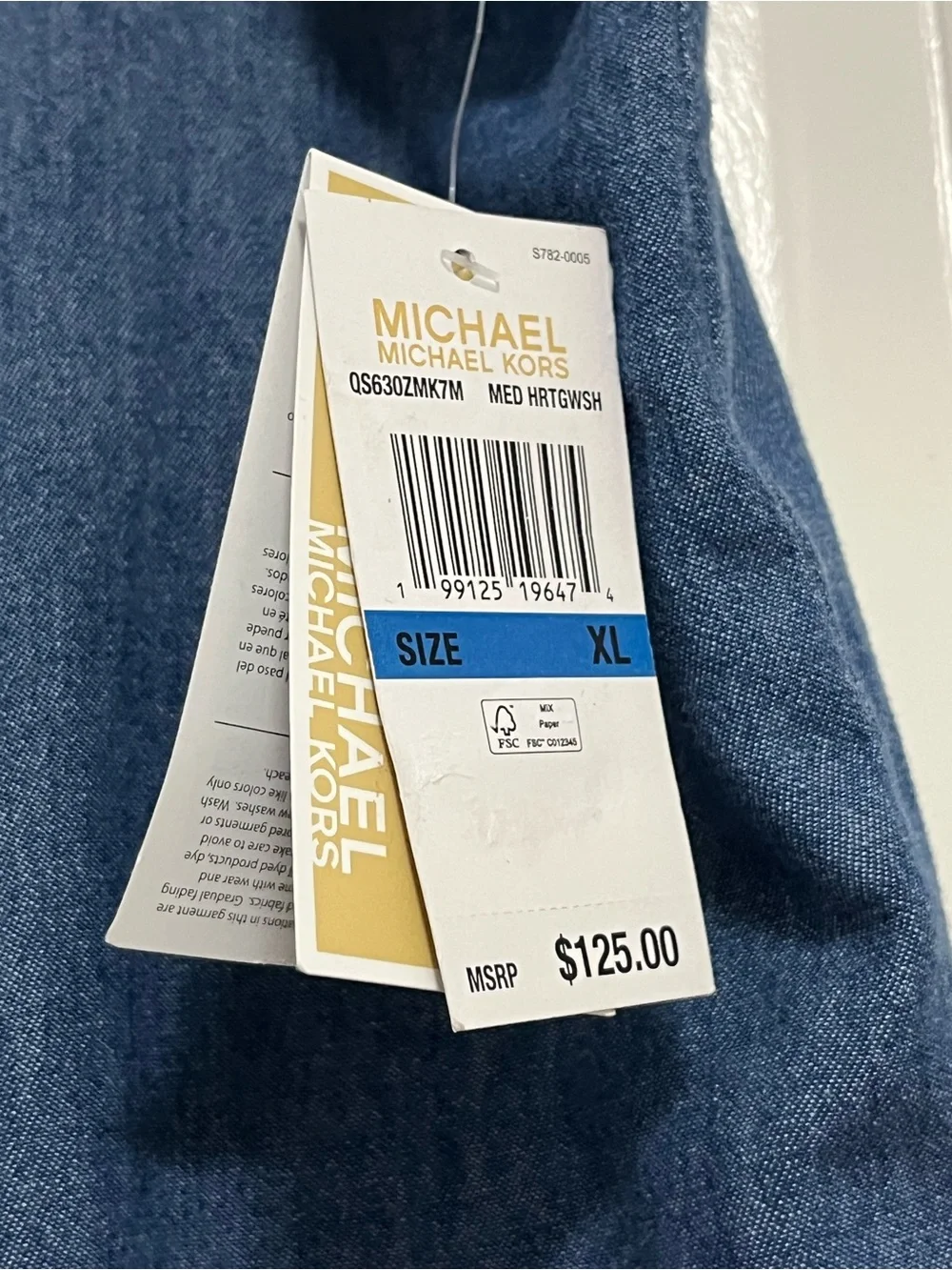 NWT Michael Kors Wide Leg Chambray Drawstring Pants XL
